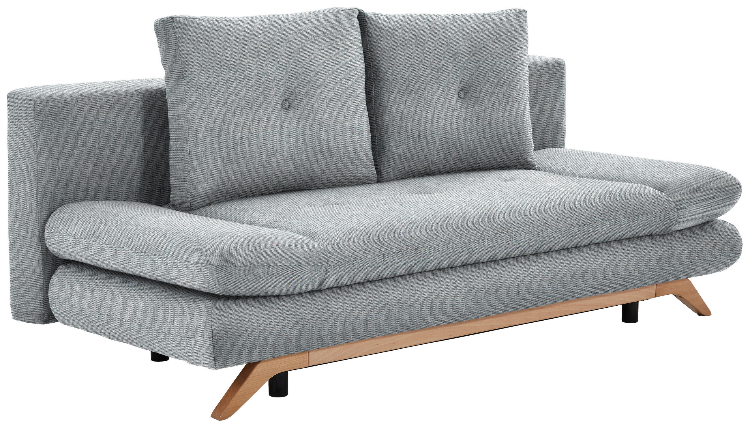 KANAPÉÁGY textil világosszürke  - világosszürke/bükkszínű, Konventionell, textil/fa (205/86/94cm) - Carryhome