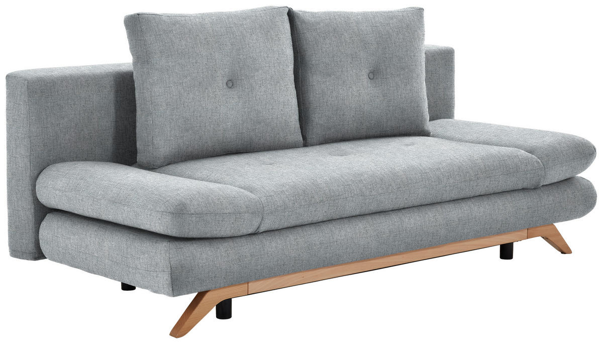 KANAPÉÁGY textil világosszürke  - világosszürke/bükkszínű, Konventionell, textil/fa (205/86/94cm) - Carryhome