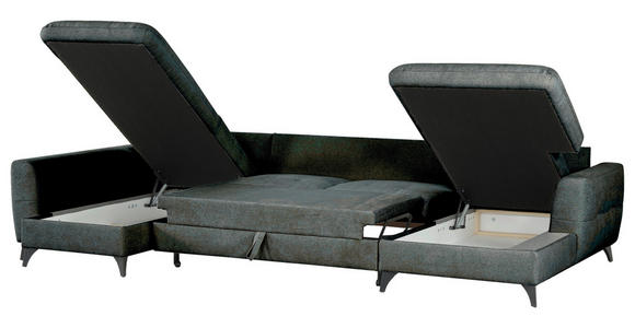 WOHNLANDSCHAFT Grau Chenille  - Schwarz/Grau, KONVENTIONELL, Textil/Metall (188/340/160cm) - Xora