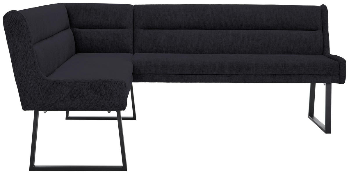 ECKBANK 159/217 cm Webstoff Schwarz   - Schwarz, Design, Textil/Metall (159/217cm) - Novel