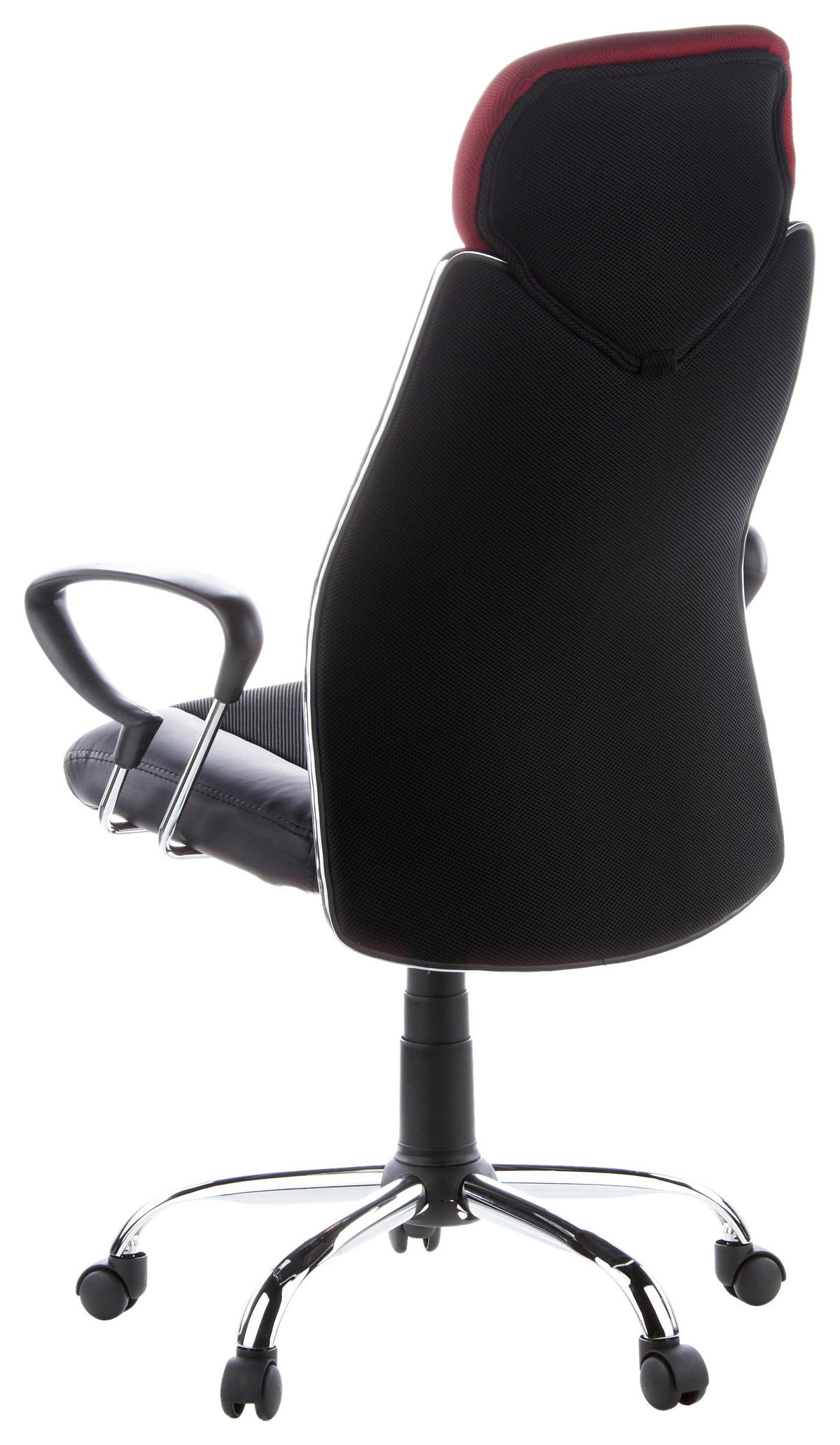 DREHSTUHL Lederlook, Webstoff Schwarz, Weinrot  - Silberfarben/Weinrot, Basics, Kunststoff/Textil (62/129/52cm) - MID.YOU