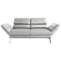 2-SITZER-SOFA in Echtleder Hellgrau  - Chromfarben/Hellgrau, Design, Leder/Metall (178-226/82/96-177cm) - Dieter Knoll