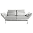 2-SITZER-SOFA Echtleder Hellgrau  - Chromfarben/Hellgrau, Design, Leder/Metall (178-226/82/96-177cm) - Dieter Knoll