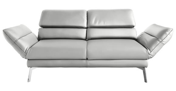 2-SITZER-SOFA Echtleder Hellgrau  - Chromfarben/Hellgrau, Design, Leder/Metall (178-226/82/96-177cm) - Dieter Knoll