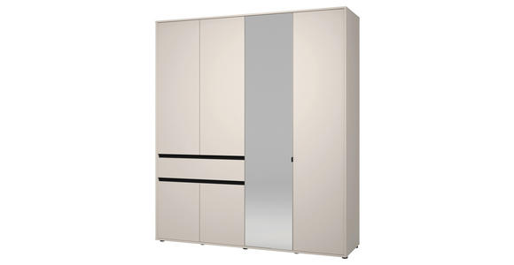 DREHTÜRENSCHRANK 6-türig Schwarz, Kaschmir  - Kaschmir/Schwarz, Basics, Glas/Holzwerkstoff (182,5/210.5/54cm) - Xora