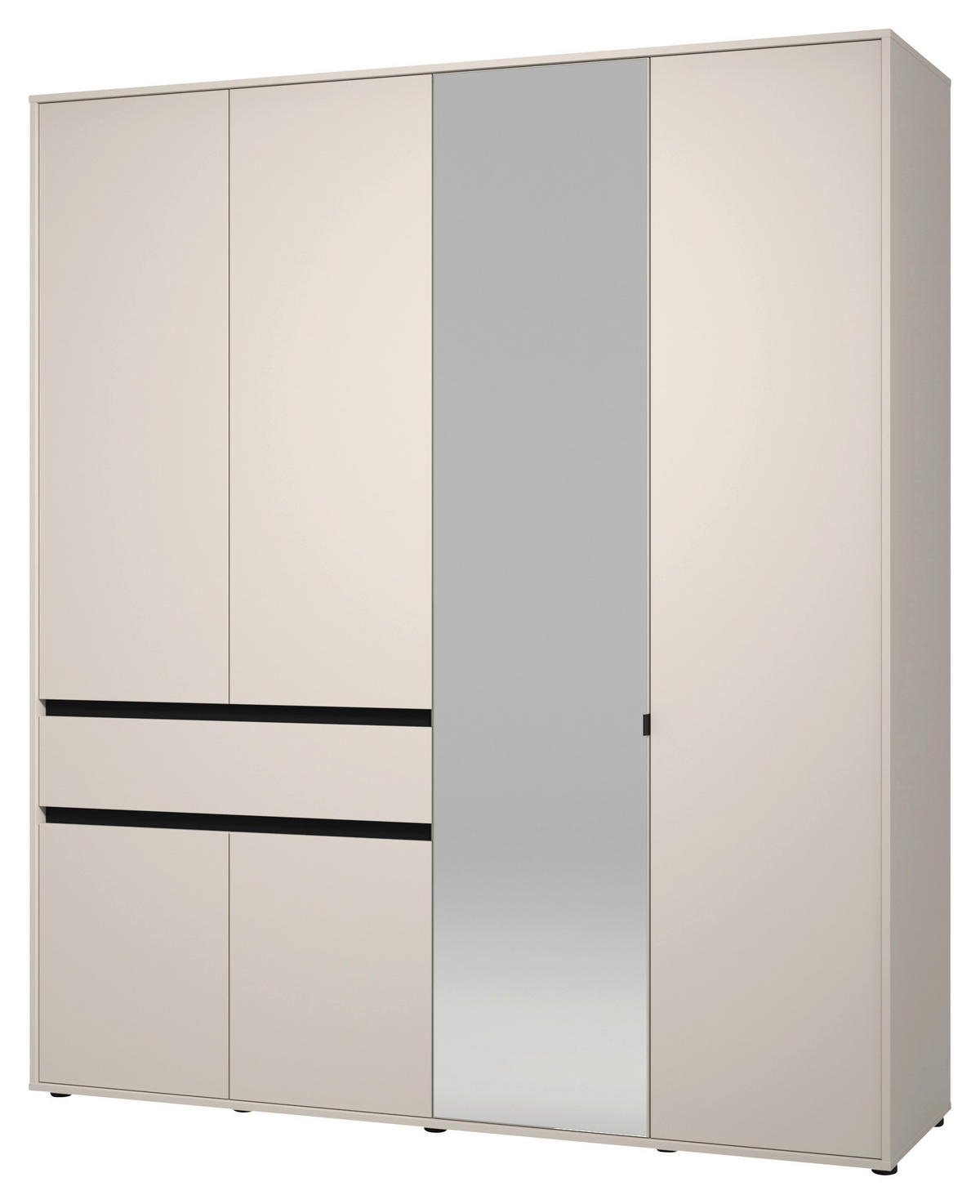 DREHTÜRENSCHRANK 6-türig Schwarz, Kaschmir  - Kaschmir/Schwarz, Basics, Glas/Holzwerkstoff (182,5/210.5/54cm) - Xora