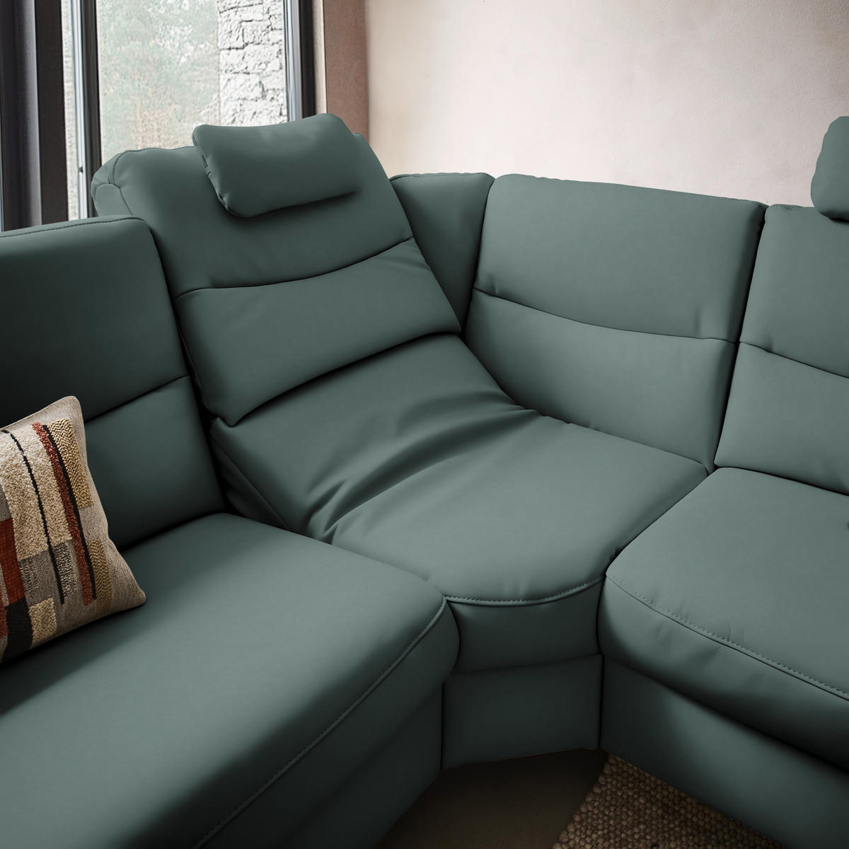 ECKSOFA  in Echtleder Blaugrau  280/249 cm  - Anthrazit/Blaugrau, Design, Leder/Metall (280/249cm) - Himolla Komfortklass