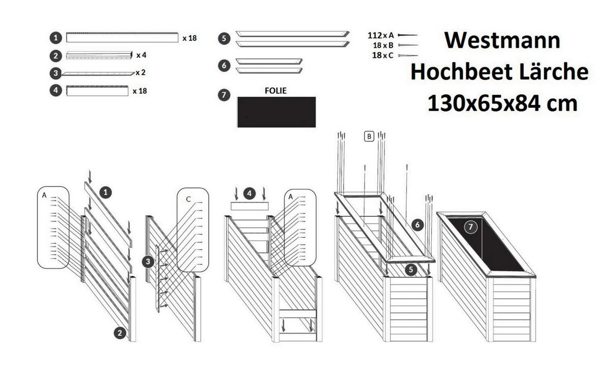 HOCHBEET  - Lärchefarben, Basics, Holz (65/84/130cm) - Ambia Garden