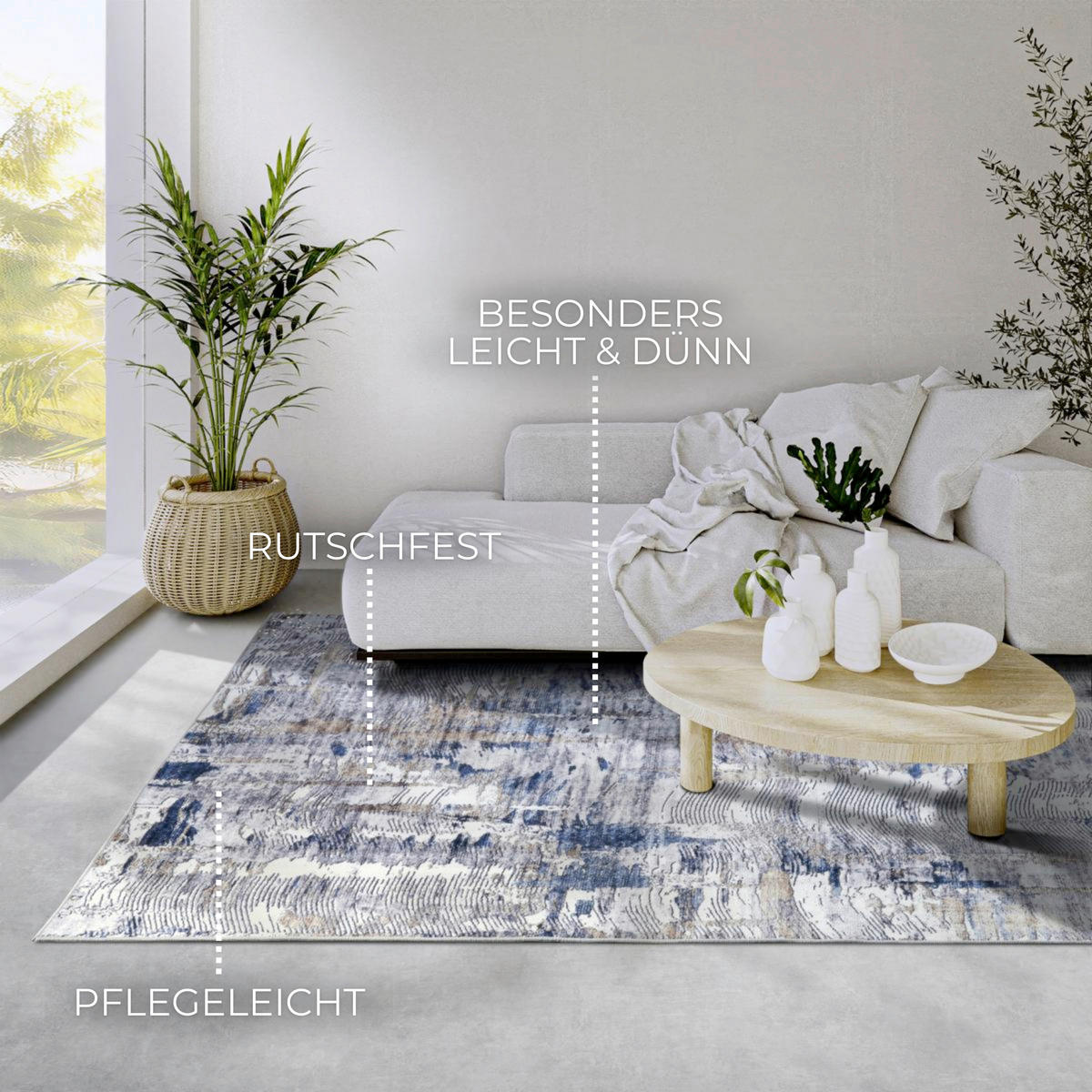 FLACHWEBETEPPICH 80/150 cm Imagination Beige, Dunkelblau  - Beige/Dunkelblau, Design, Kunststoff (80/150cm) - Hanse Home