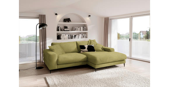 ECKSOFA  in Flachgewebe Hellgrün  253/177 cm  - Schwarz/Hellgrün, Design, Textil/Metall (253/177cm) - Dieter Knoll