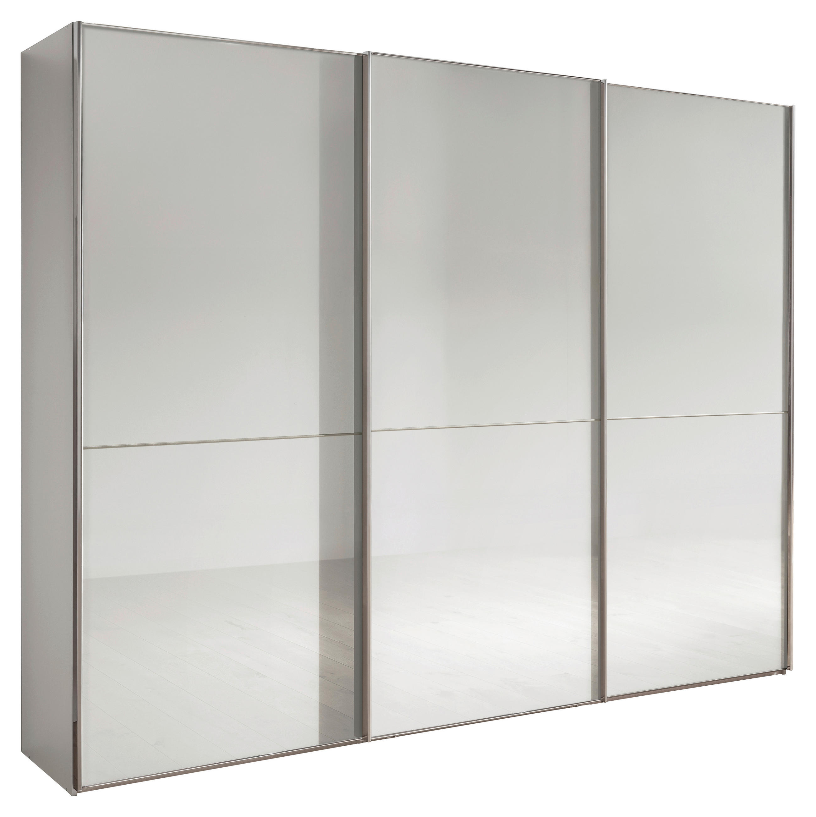 SCHWEBETÜRENSCHRANK 300/236/67 cm 3-türig Weiß  - Chromfarben/Weiß, MODERN, Glas/Holzwerkstoff (300/236/67cm) - Chameo