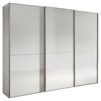 SCHWEBETÜRENSCHRANK 300/236/67 cm 3-türig Weiß  - Chromfarben/Weiß, MODERN, Glas/Holzwerkstoff (300/236/67cm) - Chameo