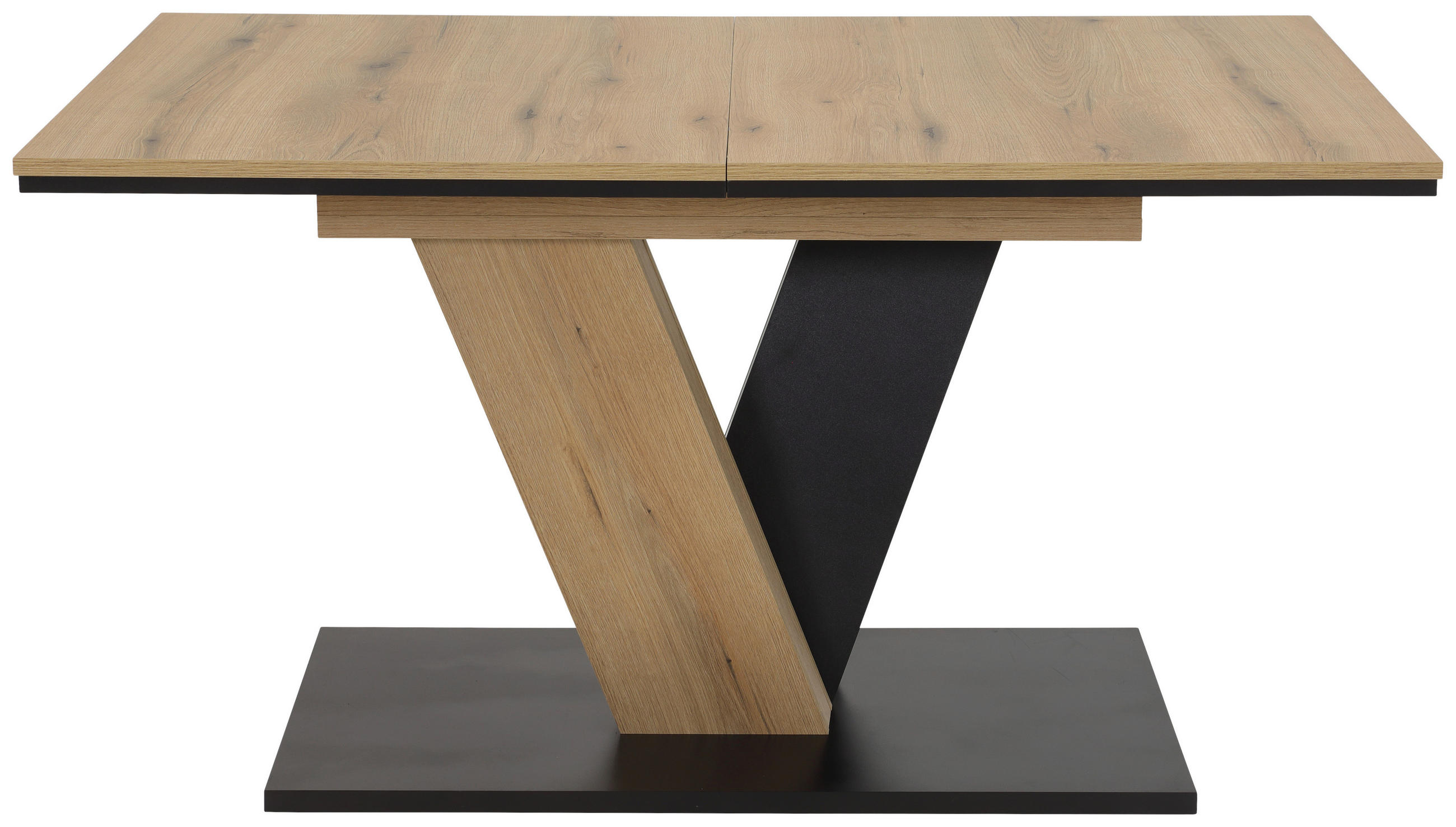 ESSTISCH Schwarz, Eichefarben rechteckig  ausziehbar  - Eichefarben/Schwarz, KONVENTIONELL, Holzwerkstoff (140-180/90/76cm) - Boxxx
