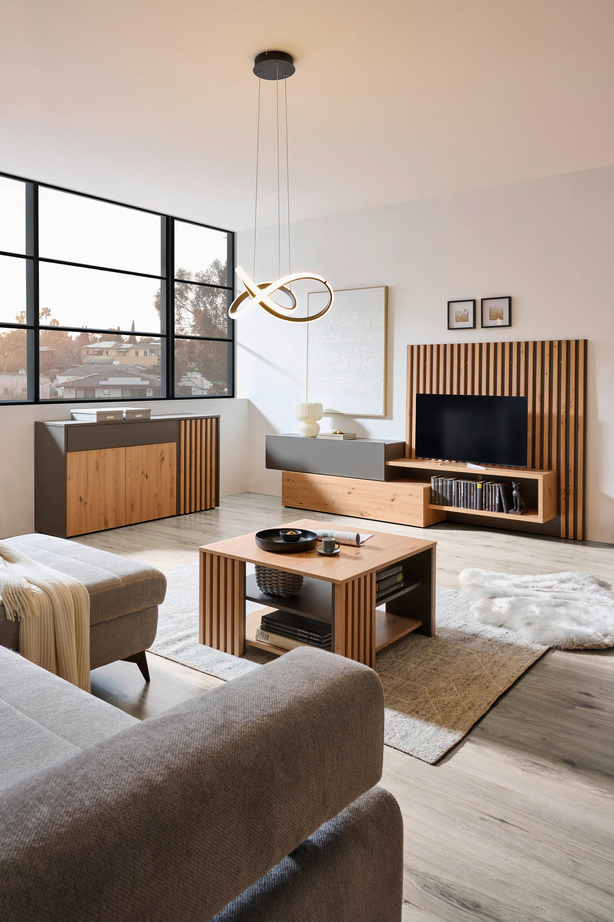SIDEBOARD  in 164,2/87,9/42 cm  - Eiche Artisan/Grau, Trend, Holzwerkstoff (164,2/87,9/42cm) - Carryhome