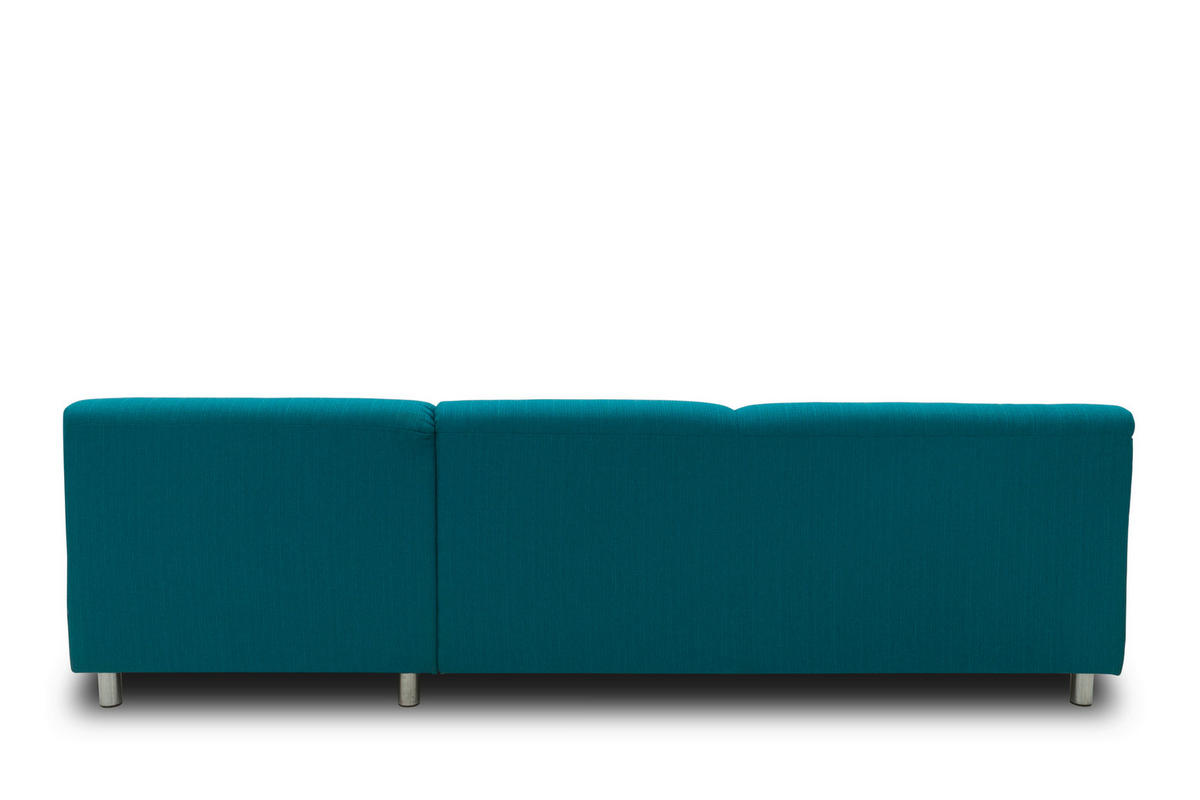 ECKSOFA Petrol Webstoff  - Chromfarben/Petrol, KONVENTIONELL, Textil/Metall (251/150cm) - MID.YOU