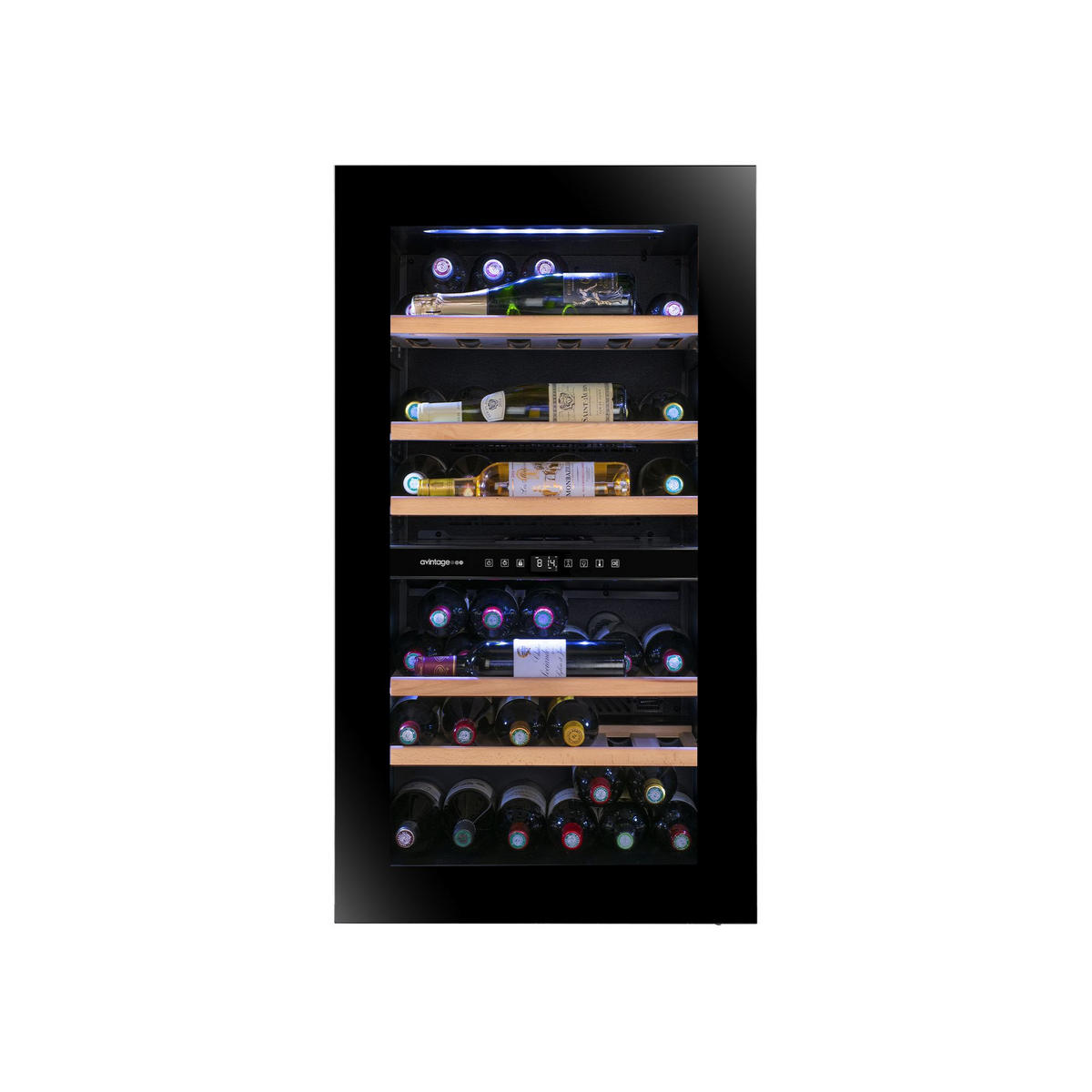 WEINKÜHLSCHRANK AVI105PLATINUM  - Schwarz, Basics, Glas/Holz (59,0/105,5/56,5cm)