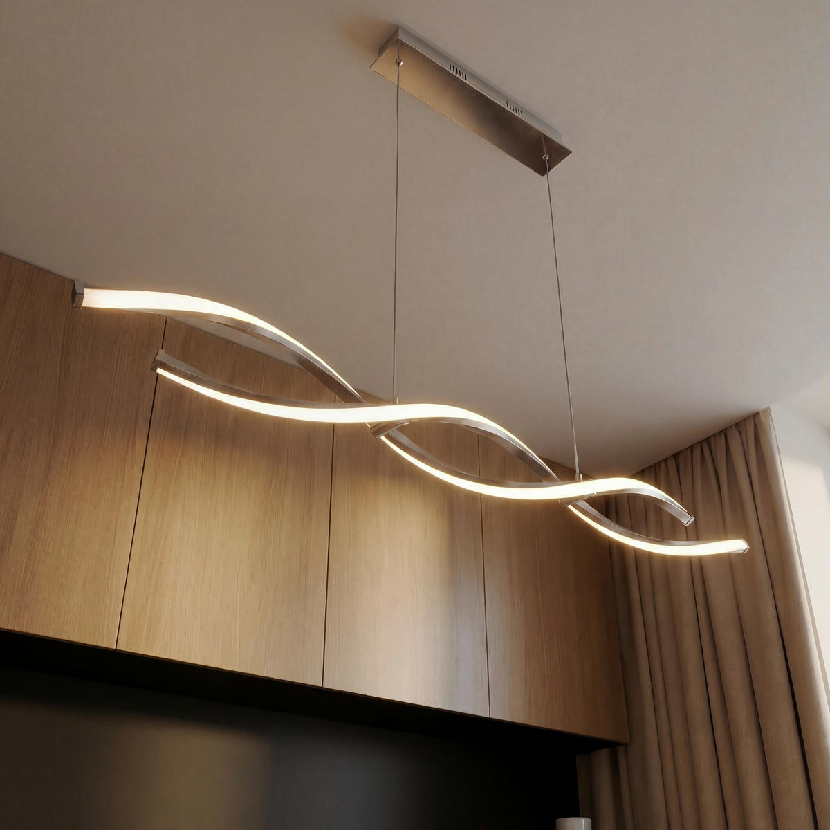 LED-HÄNGELEUCHTE Polina 110/8/140 cm  - Nickelfarben, Design, Metall (110/8/140cm)