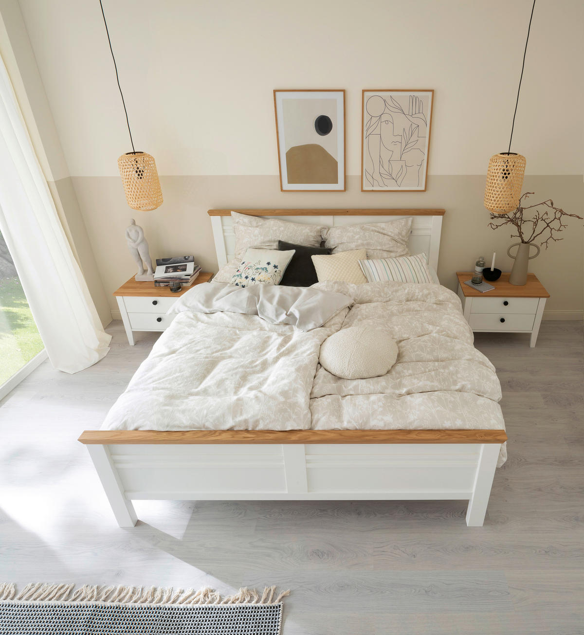 POVLEČENÍ, satén, krémová, světle šedá, béžová, 140/200 cm - krémová/světle šedá, Basics, textil (140/200cm) - Schöner Wohnen