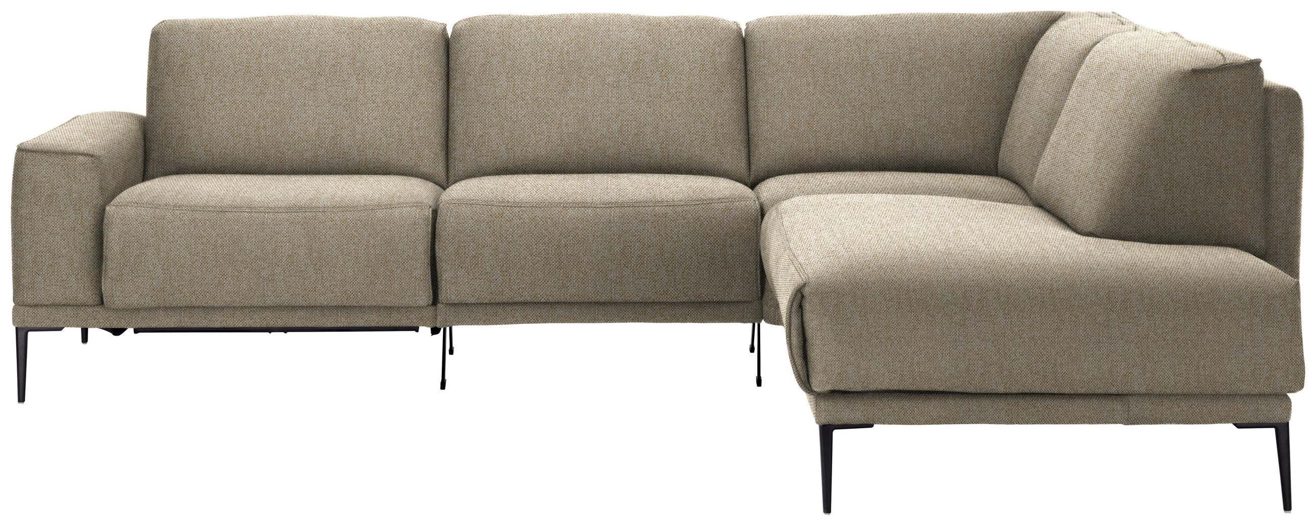 ECKSOFA in Flachgewebe Sandfarben  - Sandfarben/Schwarz, Design, Textil/Metall (260/210cm) - Johann Jakob