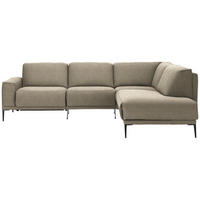ECKSOFA in Flachgewebe Sandfarben  - Sandfarben/Schwarz, Design, Textil/Metall (260/210cm) - Johann Jakob