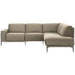 ECKSOFA in Flachgewebe Sandfarben  260/210 cm  - Sandfarben/Schwarz, Design, Textil/Metall (260/210cm) - Johann Jakob