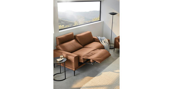 2,5-SITZER in Leder Cognac - Cognac/Schwarz, Design, Leder/Metall (200/102/92cm) - Johann Jakob