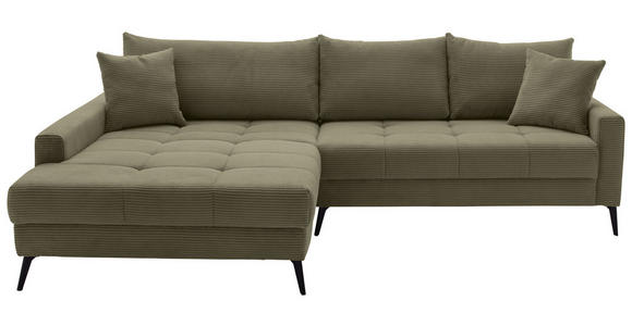 ECKSOFA  in Cord Grün  173/280 cm  - Schwarz/Grün, KONVENTIONELL, Textil/Metall (173/280cm) - Hom`in