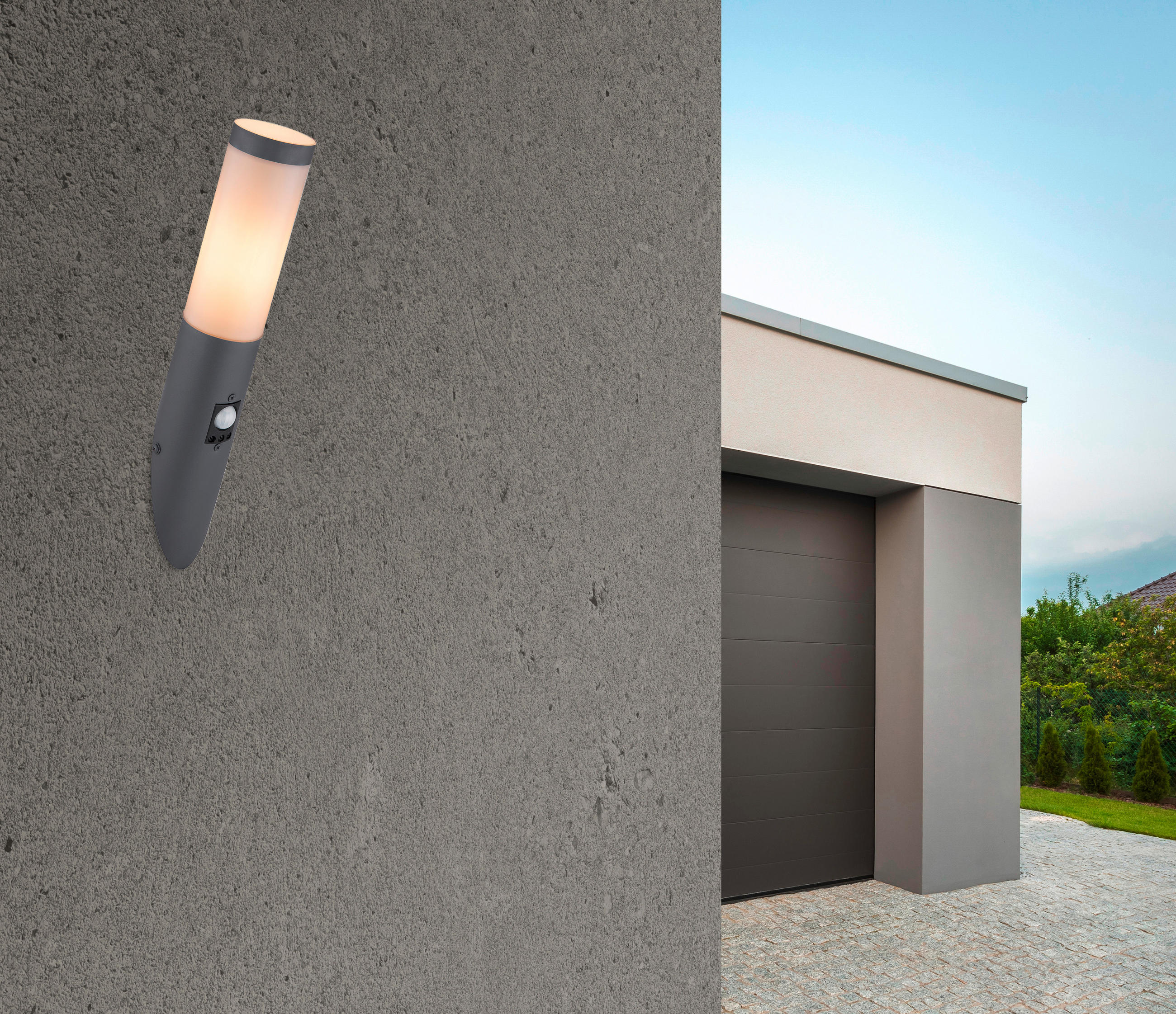 AUSSENLEUCHTE - Anthrazit/Opal, Basics, Kunststoff/Metall (7,6/41cm) - Globo