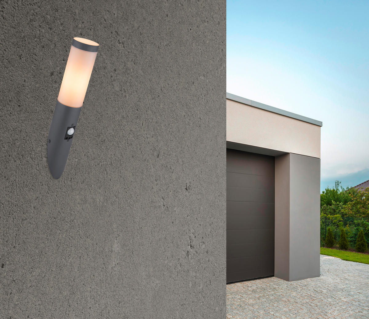 AUßENLEUCHTE 7,6/41 cm   - Anthrazit/Opal, Basics, Kunststoff/Metall (7,6/41cm) - Globo