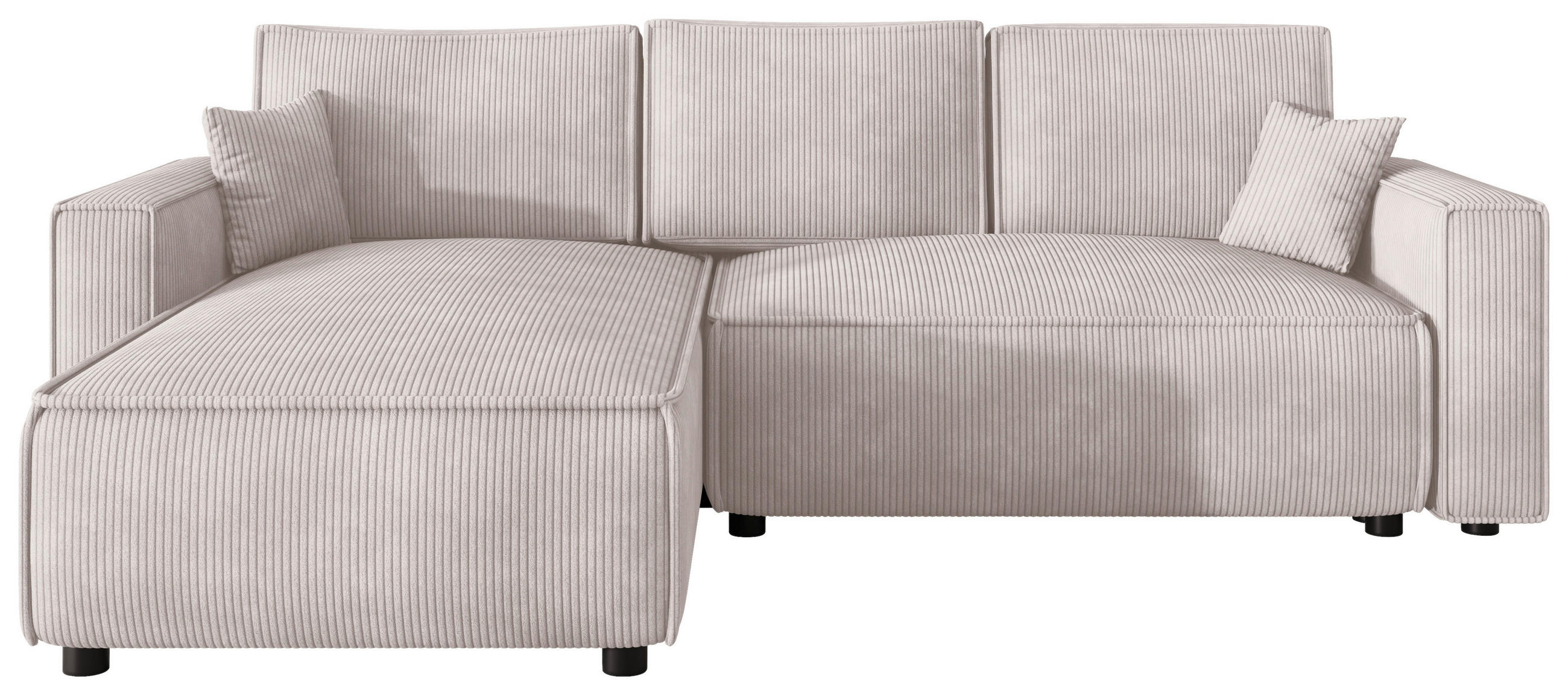ECKSOFA Naturfarben Cord Zierkissen, Rückenkissen, Bettkasten, Schlaffunktion, Rücken echt, Liegefläche im Originalstoff  - Schwarz/Naturfarben, MODERN, Kunststoff/Textil (190/280cm) - Carryhome