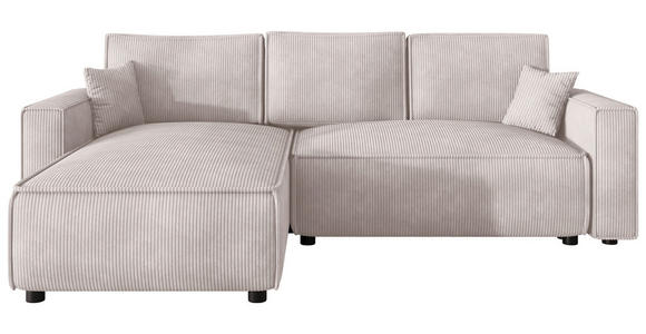 ECKSOFA Naturfarben Cord Zierkissen, Rückenkissen, Bettkasten, Schlaffunktion, Rücken echt, Liegefläche im Originalstoff  - Schwarz/Naturfarben, MODERN, Kunststoff/Textil (190/280cm) - Carryhome