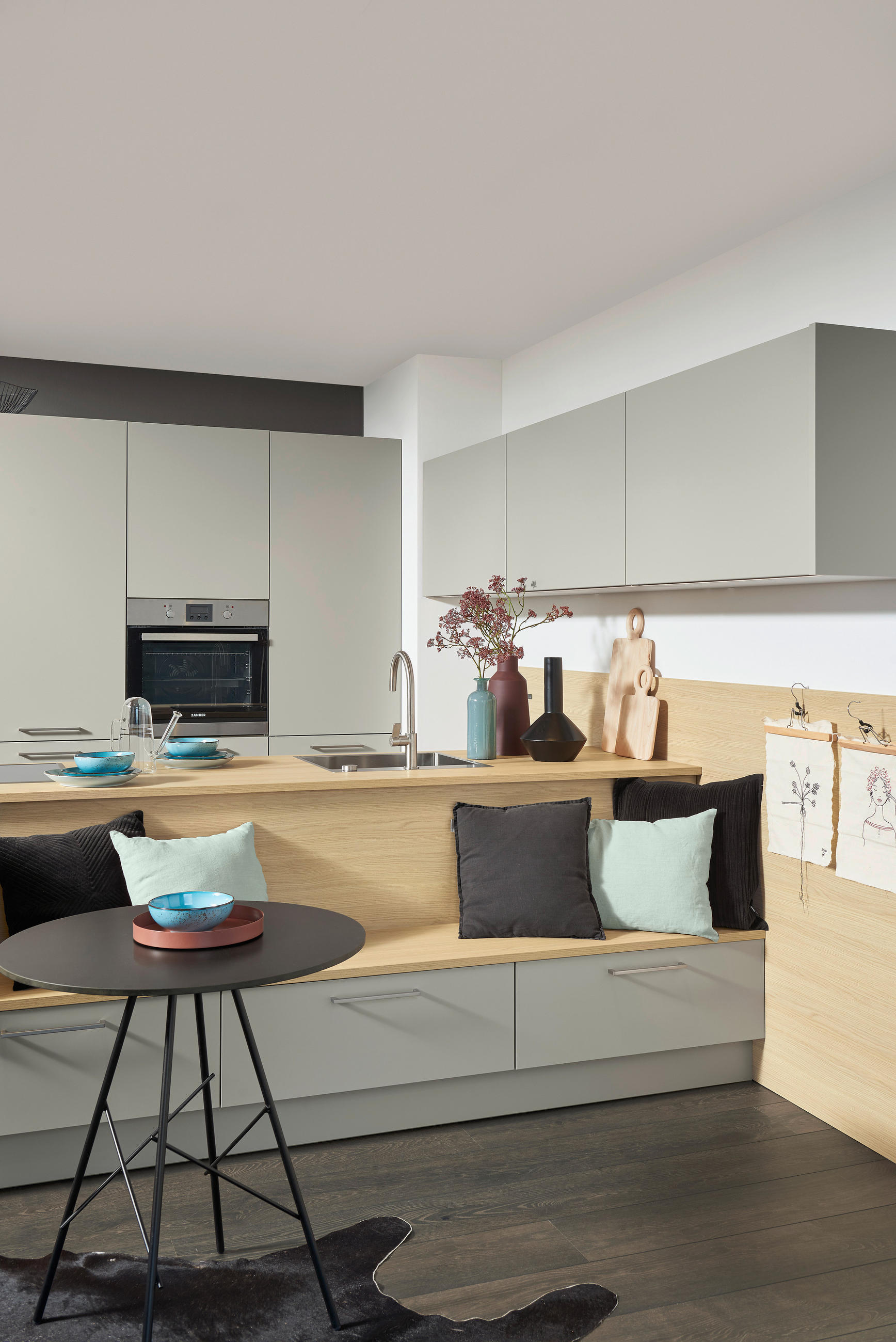 EINBAUKÜCHE   - Eichefarben/Grau, Design, Holzwerkstoff - Dieter Knoll