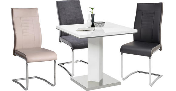 ESSTISCH in Holzwerkstoff, Metall 80/80/76 cm - Edelstahlfarben/Weiß, Design, Holzwerkstoff/Metall (80/80/76cm) - Carryhome