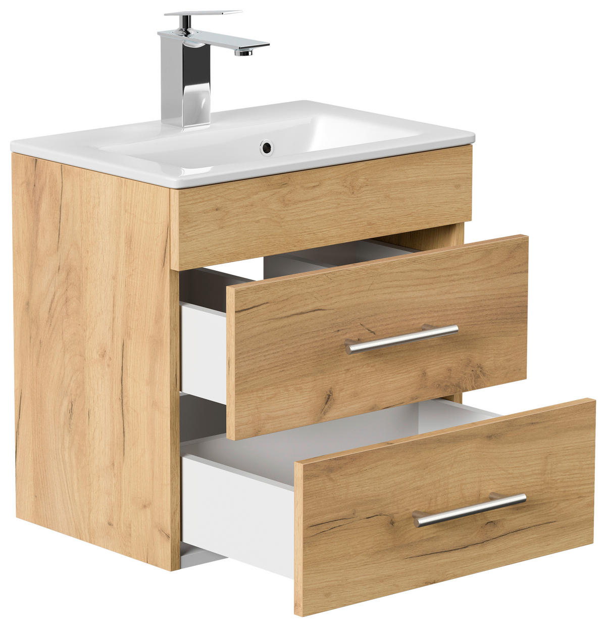 BADEZIMMER  in 50 cm  - Eichefarben/Silberfarben, MODERN, Holzwerkstoff/Metall (50cm) - MID.YOU
