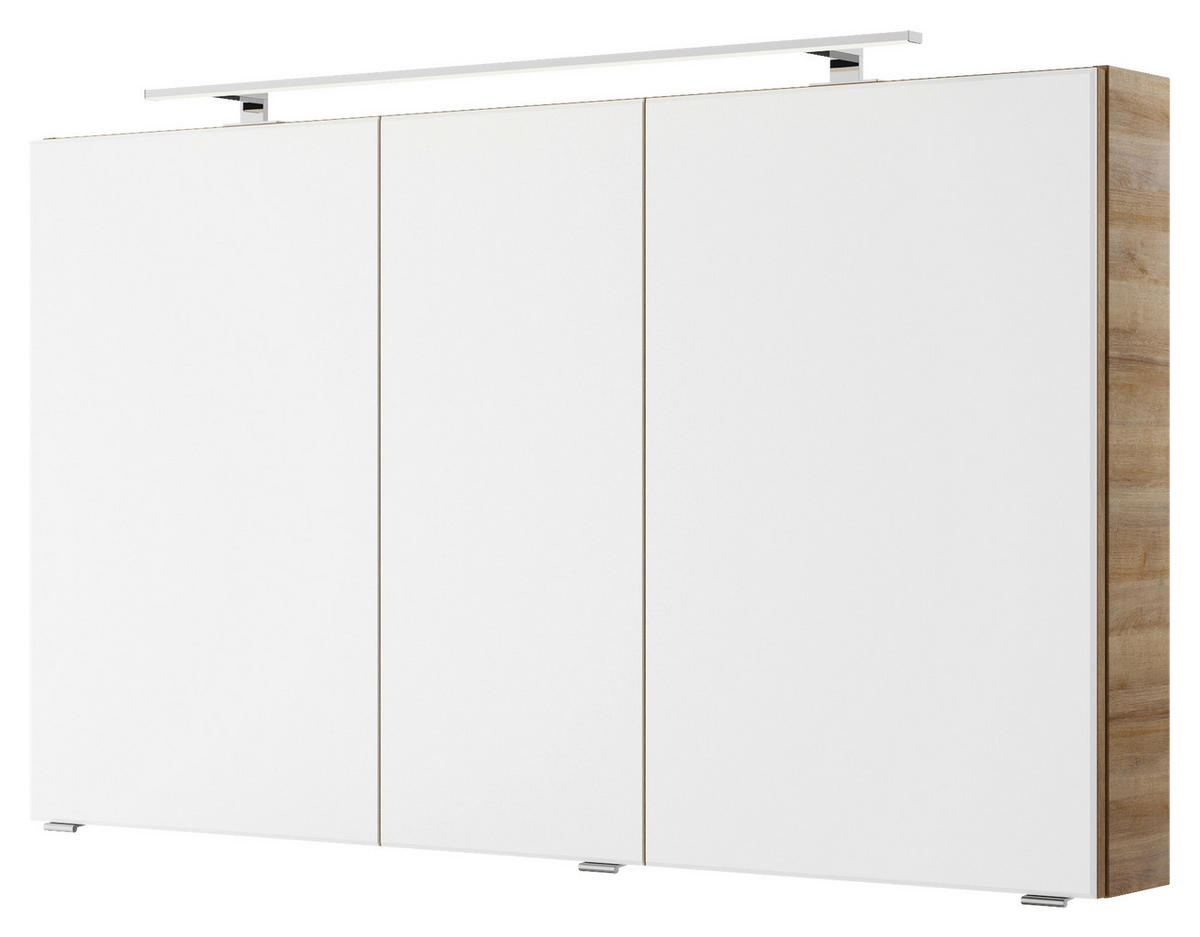 SPIEGELSCHRANK 120/70,3/14,5 cm  - Chromfarben/Eichefarben, KONVENTIONELL, Glas/Holzwerkstoff (120/70,3/14,5cm) - Pelipal