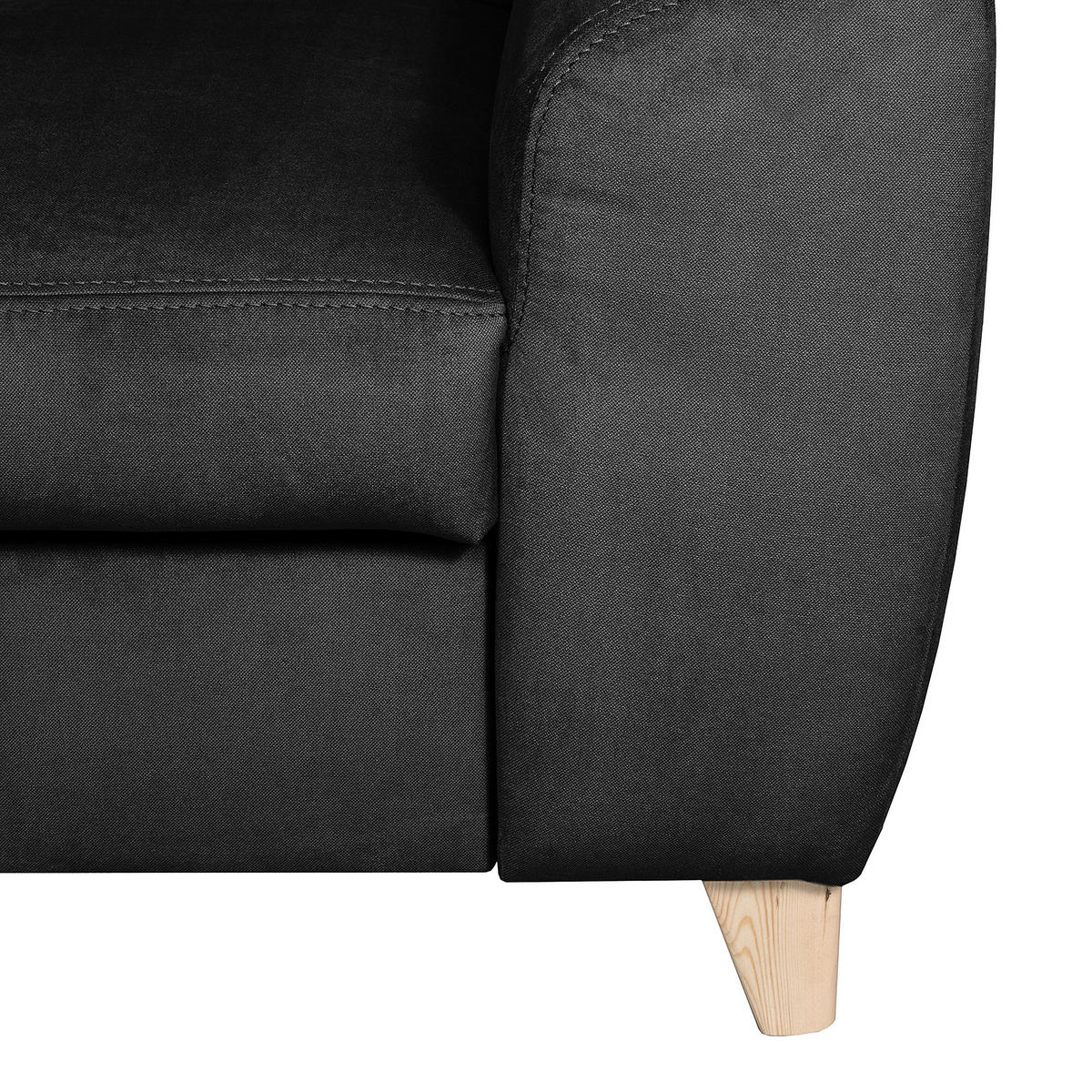 ECKSOFA in Webstoff Schwarz  - Buchefarben/Schwarz, Design, Holz/Textil (208/245cm) - Livetastic