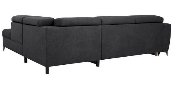 ECKSOFA Schwarz Velours  - Schwarz, KONVENTIONELL, Textil/Metall (255/217cm) - Carryhome