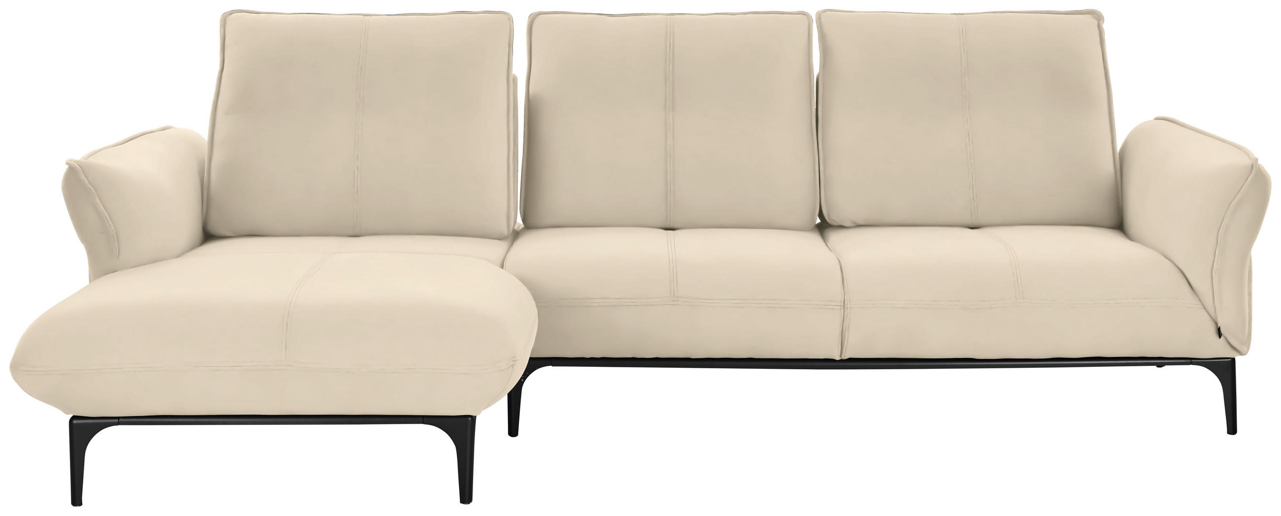ECKSOFA in Echtleder Beige  - Beige/Schwarz, Natur, Leder (182/277cm) - Valnatura