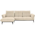 ECKSOFA in Echtleder Beige  - Beige/Schwarz, Natur, Leder (182/277cm) - Valnatura