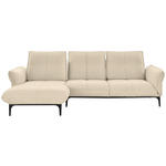 ECKSOFA in Echtleder Beige  - Beige/Schwarz, Natur, Leder (182/277cm) - Valnatura