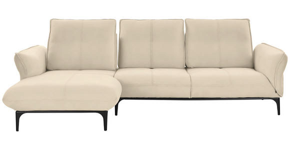 ECKSOFA in Echtleder Beige  - Beige/Schwarz, Natur, Leder (182/277cm) - Valnatura