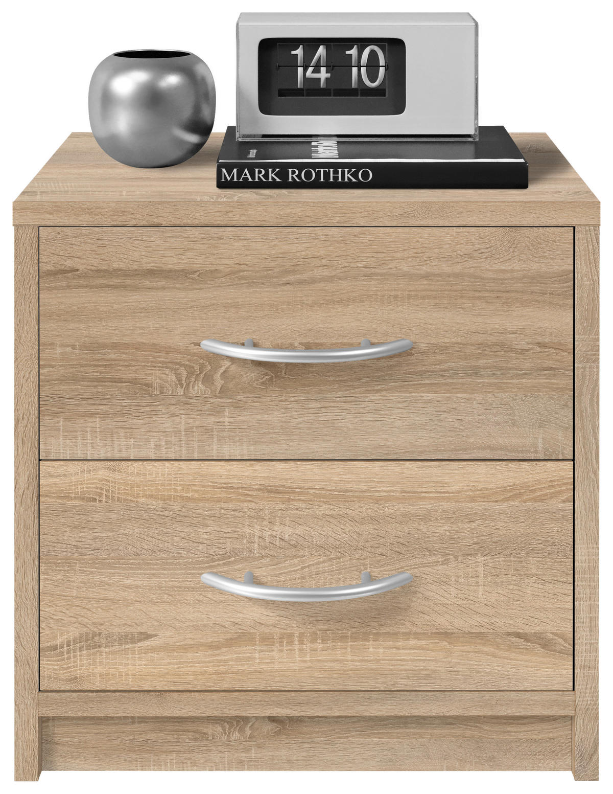 NOČNÍ STOLEK, Sonoma dub, 38,5/39/28,2 cm - šedá/černá, Basics, kompozitní dřevo/plast (38,5/39/28,2cm) - P & B