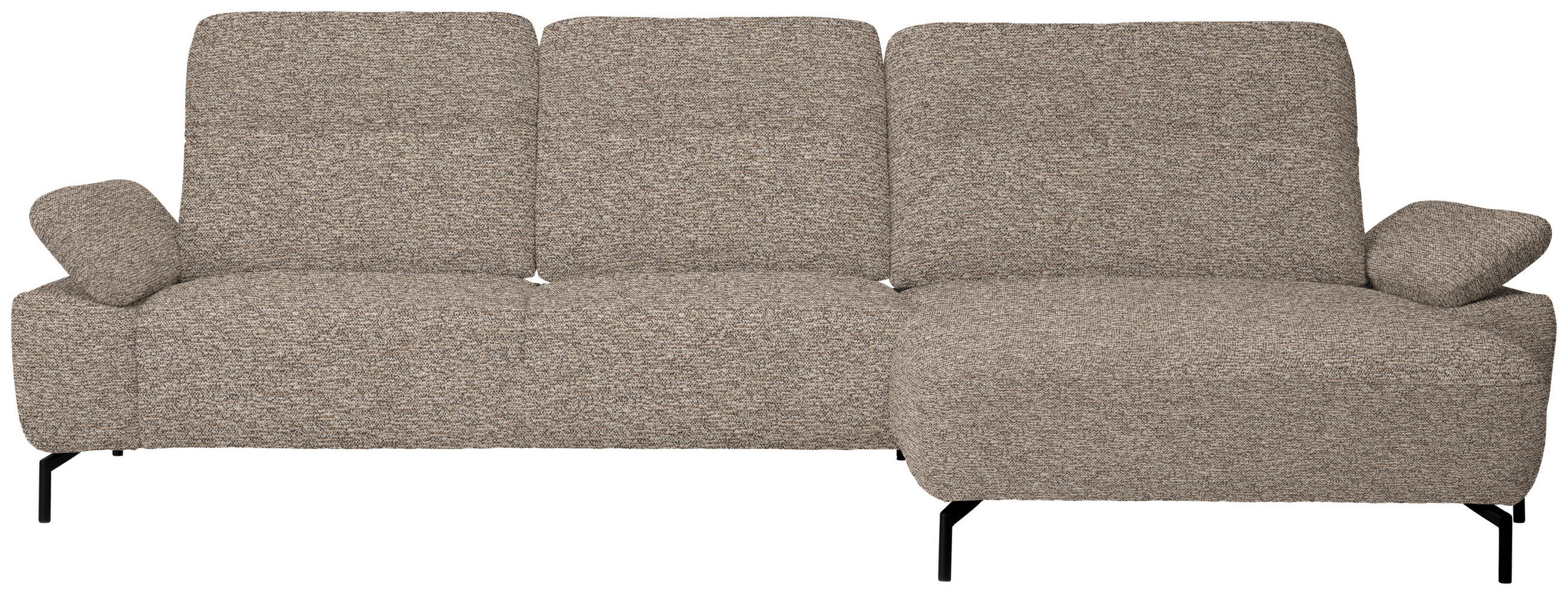 ECKSOFA in Chenille, Flachgewebe Beige  318/165 cm  - Beige/Schwarz, Design, Textil/Metall (318/165cm) - Xora