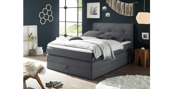 BOXSPRINGBETT 120/200 cm in Anthrazit - Anthrazit/Schwarz, Design, Holzwerkstoff/Kunststoff (120/200cm) - Xora