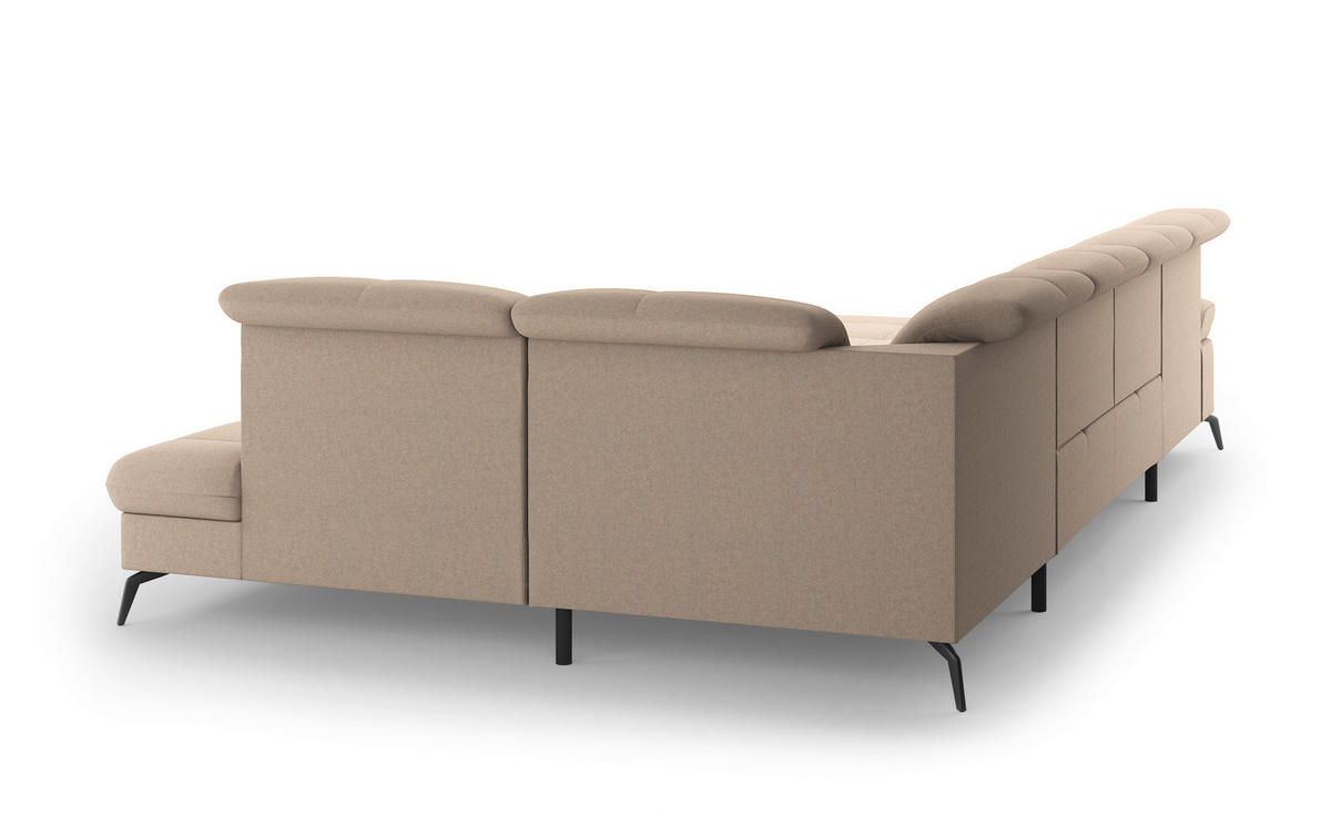 WOHNLANDSCHAFT in Flachgewebe Taupe  - Taupe/Schwarz, Konventionell, Textil/Metall (185/357/231cm) - Sit & More