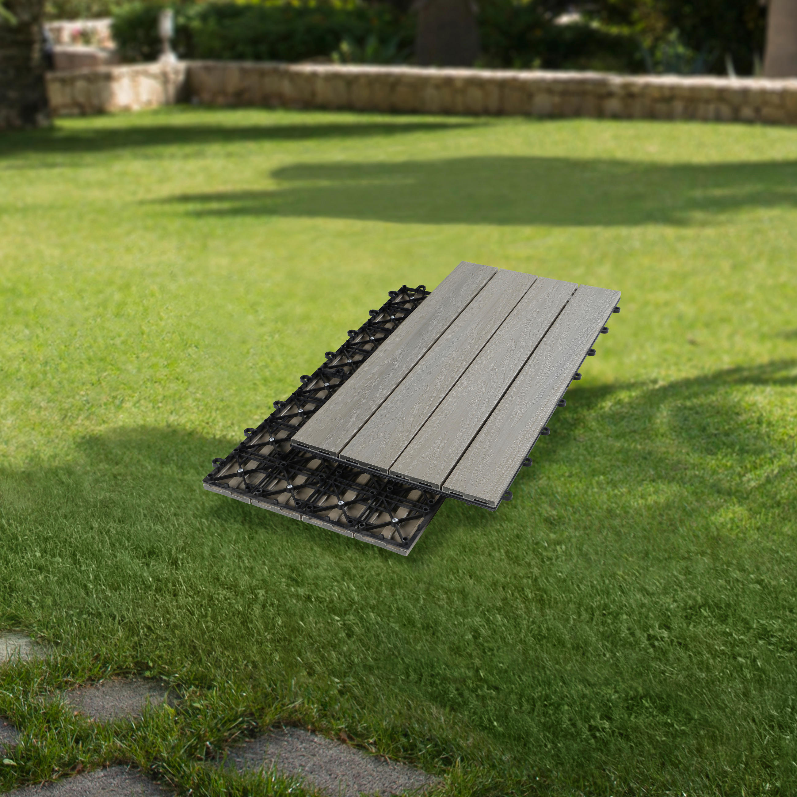 TERRASSENFLIESE - Eichefarben/Beige, Konventionell, Holzwerkstoff/Kunststoff (30/60/2,4cm) - Ambia Garden