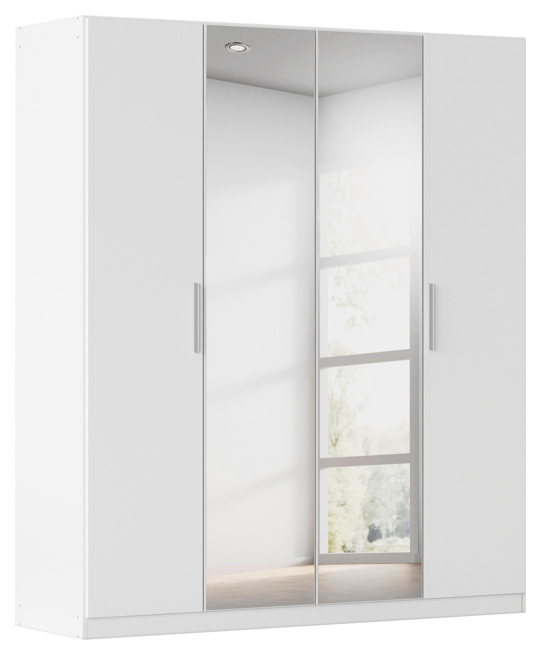 DREHTÜRENSCHRANK 181/210/54 cm,  in Weiß, 4 Tür(en)  - Alufarben/Weiß, KONVENTIONELL, Glas/Holzwerkstoff (181/210/54cm) - home24