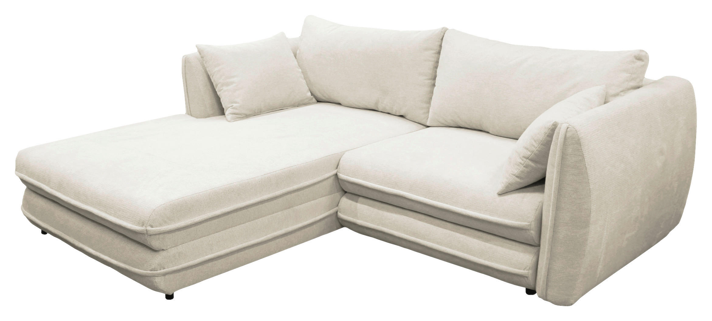 ECKSOFA in Struktur Creme  201/240 cm  - Creme/Schwarz, Design, Kunststoff/Textil (201/240cm) - MID.YOU