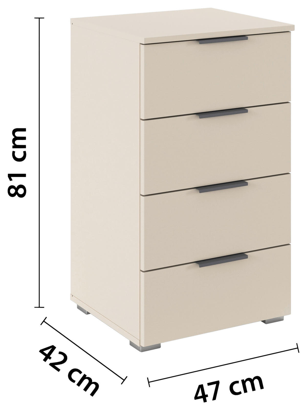 NACHTKÄSTCHEN 47/81/42 cm  in Champagner  - Champagner/Alufarben, Modern, Holzwerkstoff (47/81/42cm) - Rauch Möbel