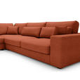 ECKSOFA in Cord Terracotta  - Terracotta/Schwarz, KONVENTIONELL, Kunststoff/Textil (250/314cm) - Carryhome